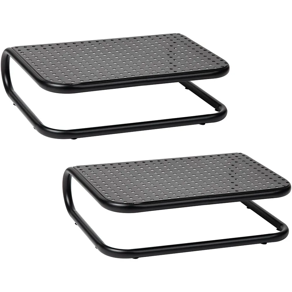 Mind Reader Monitor Stand and Ventilated Desktop Organizer, Black, 2/Pack (2CHORDMON-BLK)