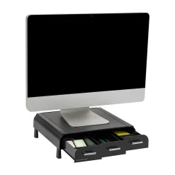 Discount Mind Reader Monitor Stand and Desktop Organizer with 3 Storage Drawers, Black (MONSTA3D-BLK)