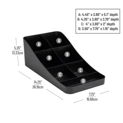 Mind Reader Plastic 7-Compartment Coffee Cup and Condiment Organizer, Black, 2/Pack (2COMP7-BLK)