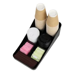 Mind Reader Plastic 7-Compartment Coffee Cup and Condiment Organizer, Black, 2/Pack (2COMP7-BLK)