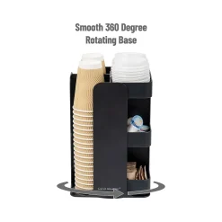Mind Reader Plastic 8-Compartment Cup and Condiment Carousel Countertop Organizer, Black (CUPOSPIN-BLK)