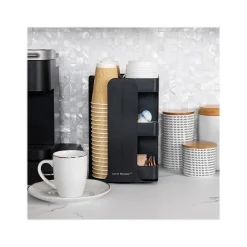 Mind Reader Plastic 8-Compartment Cup and Condiment Carousel Countertop Organizer, Black (CUPOSPIN-BLK)