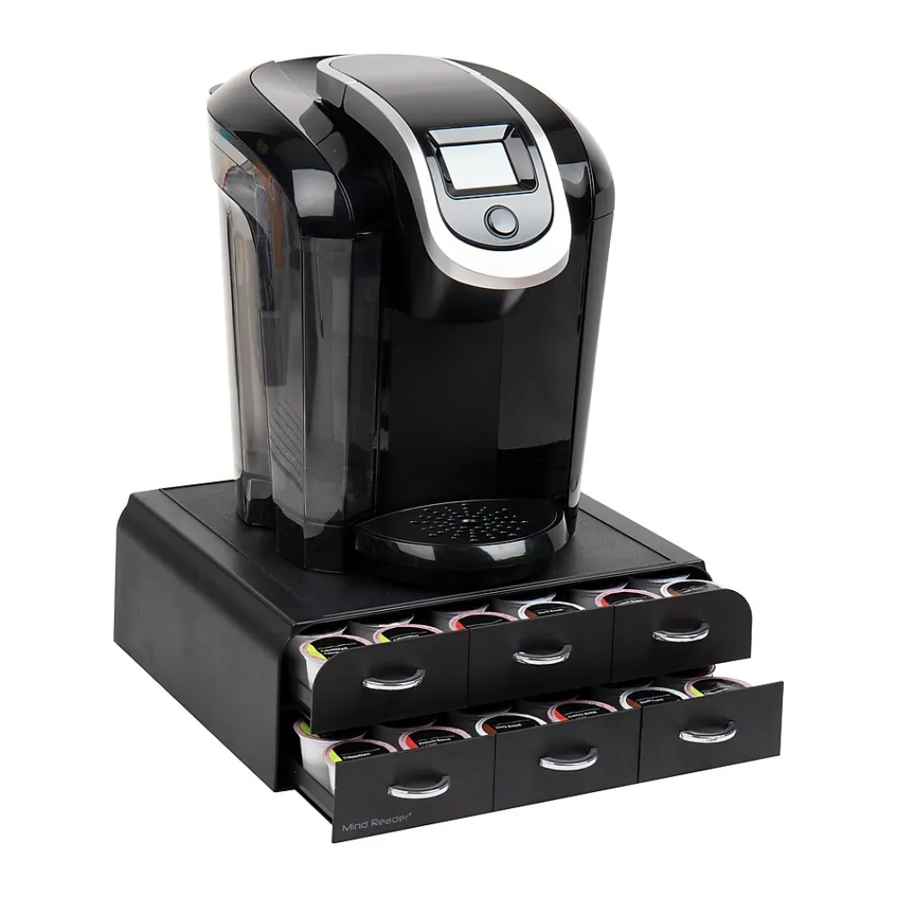 Mind Reader Plastic 2-Tier 6-Drawer Coffee Pod Storage Drawer, 72 Pod Capacity, Black (TRY6PC-BLK)