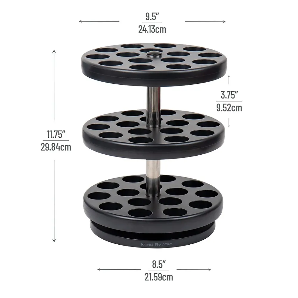 Mind Reader Plastic 3-Tier Single Serve Pod Carousel, 45 Pod Capacity, Black (PODSUS45-BLK)