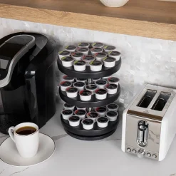 Mind Reader Plastic 3-Tier Single Serve Pod Carousel, 45 Pod Capacity, Black (PODSUS45-BLK)