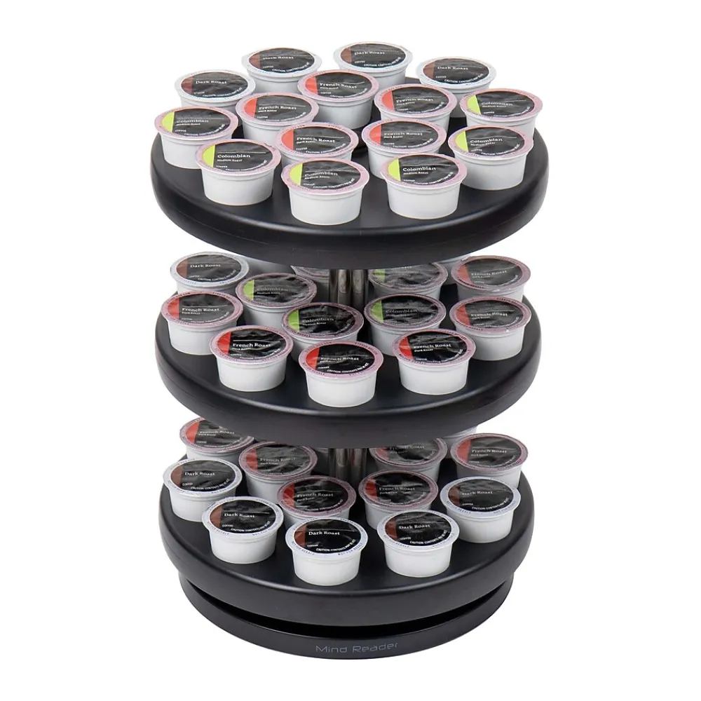 Mind Reader Plastic 3-Tier Single Serve Pod Carousel, 45 Pod Capacity, Black (PODSUS45-BLK)