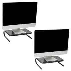 Clearance Mind Reader Ventilated Monitor Stand, Holds up to 44 lbs., Metal, , 2/Pack (2METMONST-BLK) Black