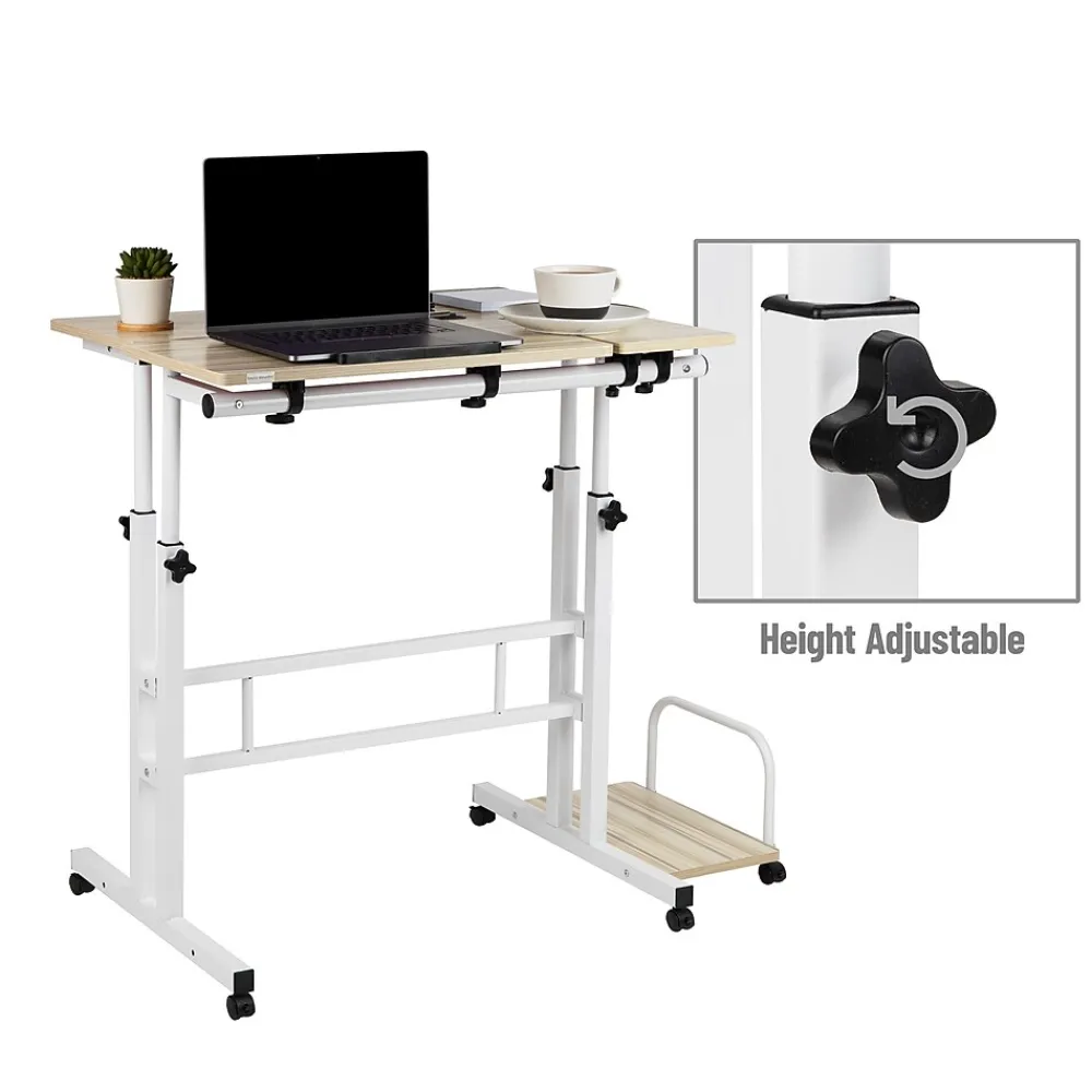 Standing Desks*Mind Reader Woodland Collection 21"W Manual Adjustable Standing Desk, White (SDROLLXL-WHT)