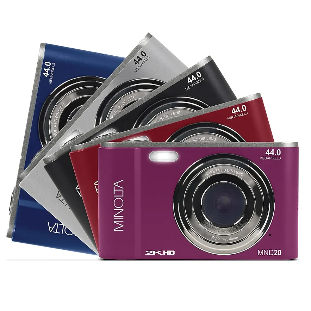 MINOLTA 44 MP Digital 2.7K Quad HD Camera, 16x Digital Zoom, Red (MND20-R)