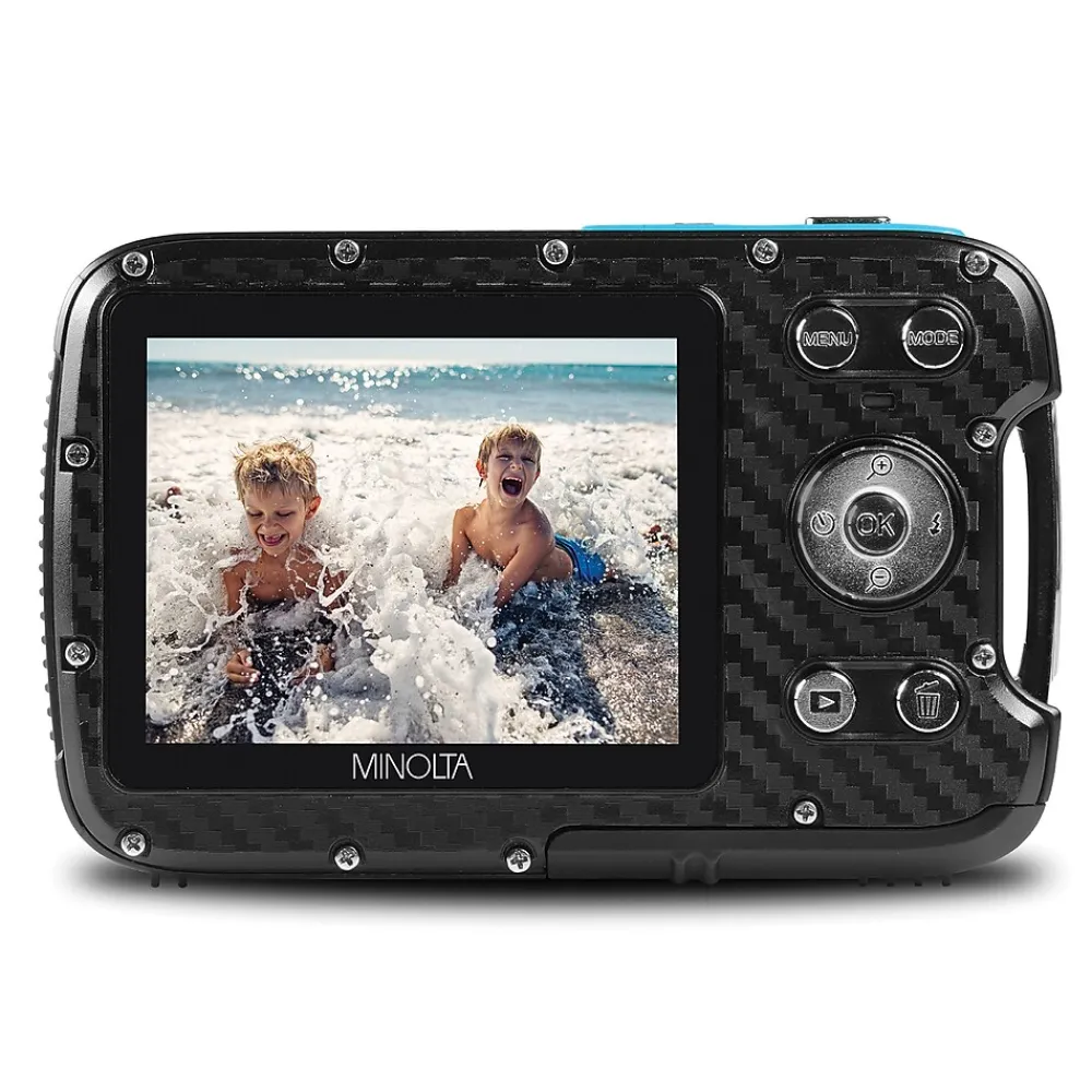 MINOLTA 21 MP 1080p Digital Waterproof Camera, 4x Digital Zoom, Teal (MN30WP-TL)