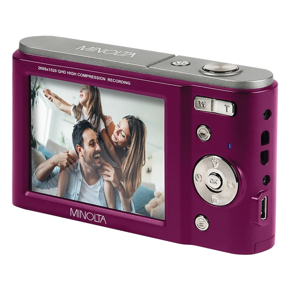 MINOLTA 44 MP/2.7K Quad HD Digital Camera with 16x Digital Zoom, Magenta (MND20-M)