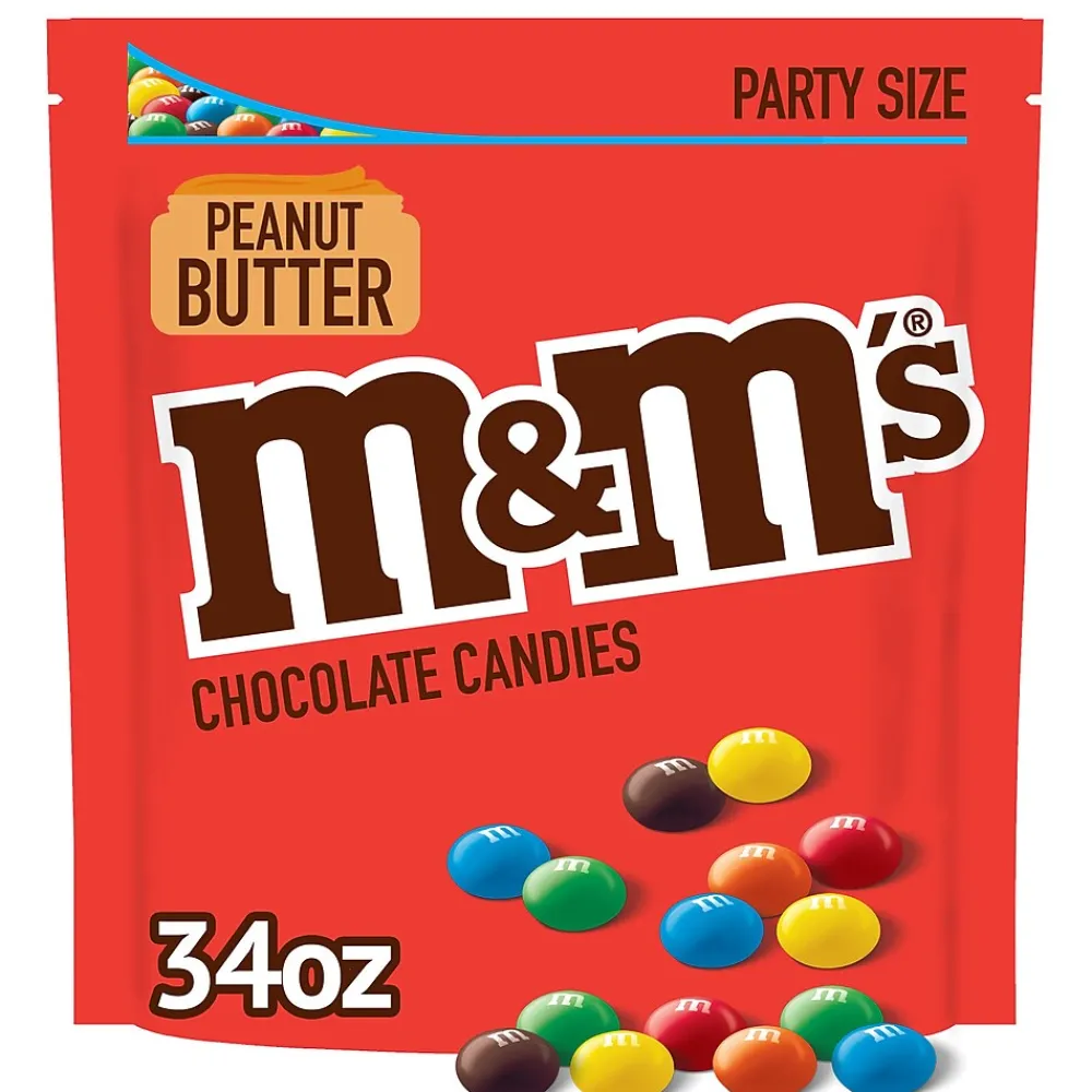M&M's Party Size Peanut Butter Milk Chocolate Candy Pieces, 34 oz. (MMM55085)