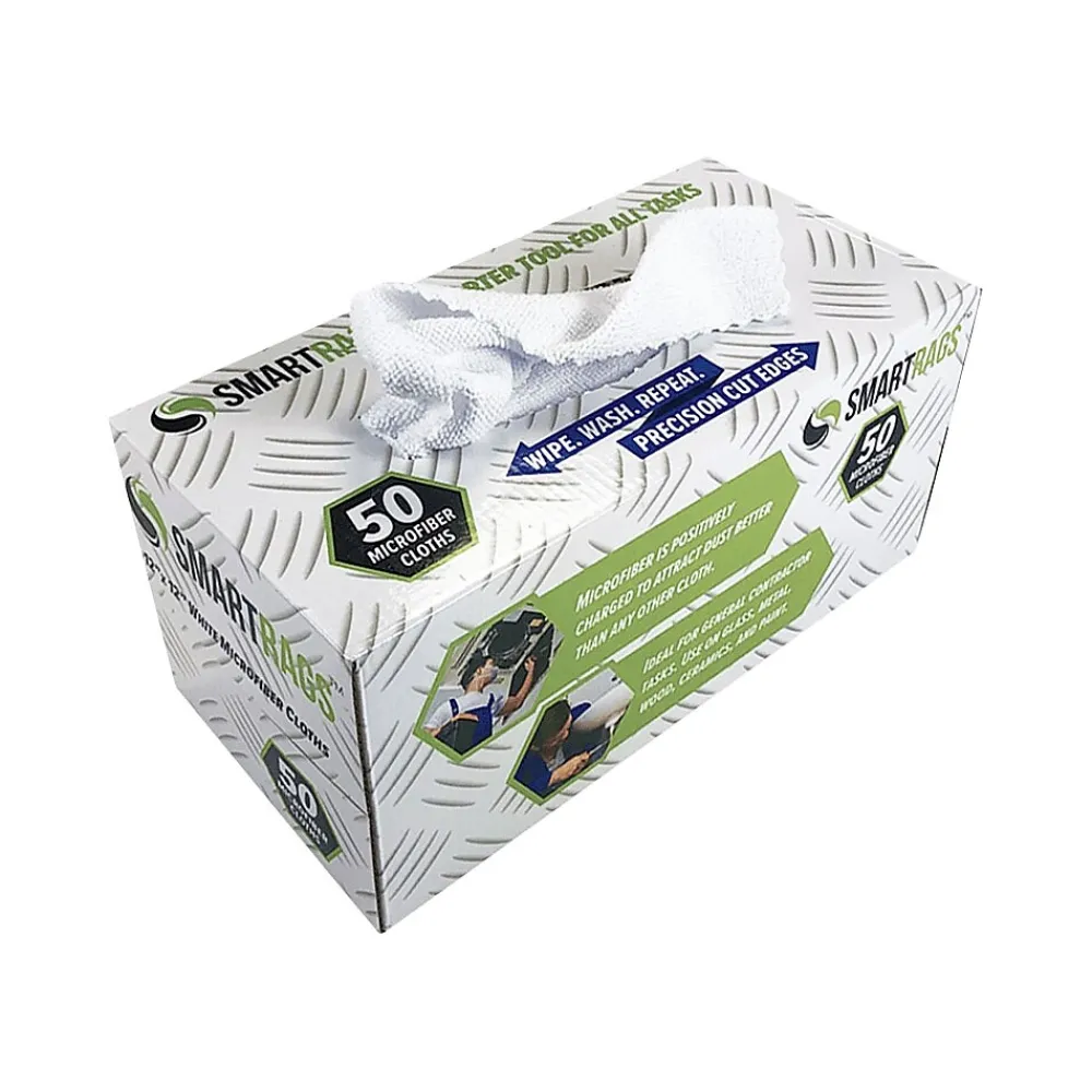 SmartRags Microfiber Cleaning Rags, 12" x 12", White, 50 Rags/Pack (M950W-INNERBX)<Monarch Brands New