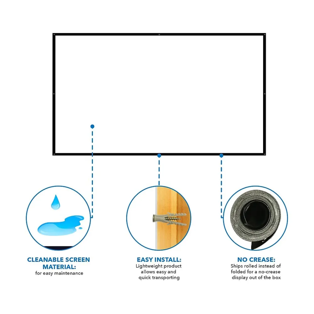 Mount-It! 100" Manual Wall & Ceiling Projector Screen, Black/Matte White (MI-640)