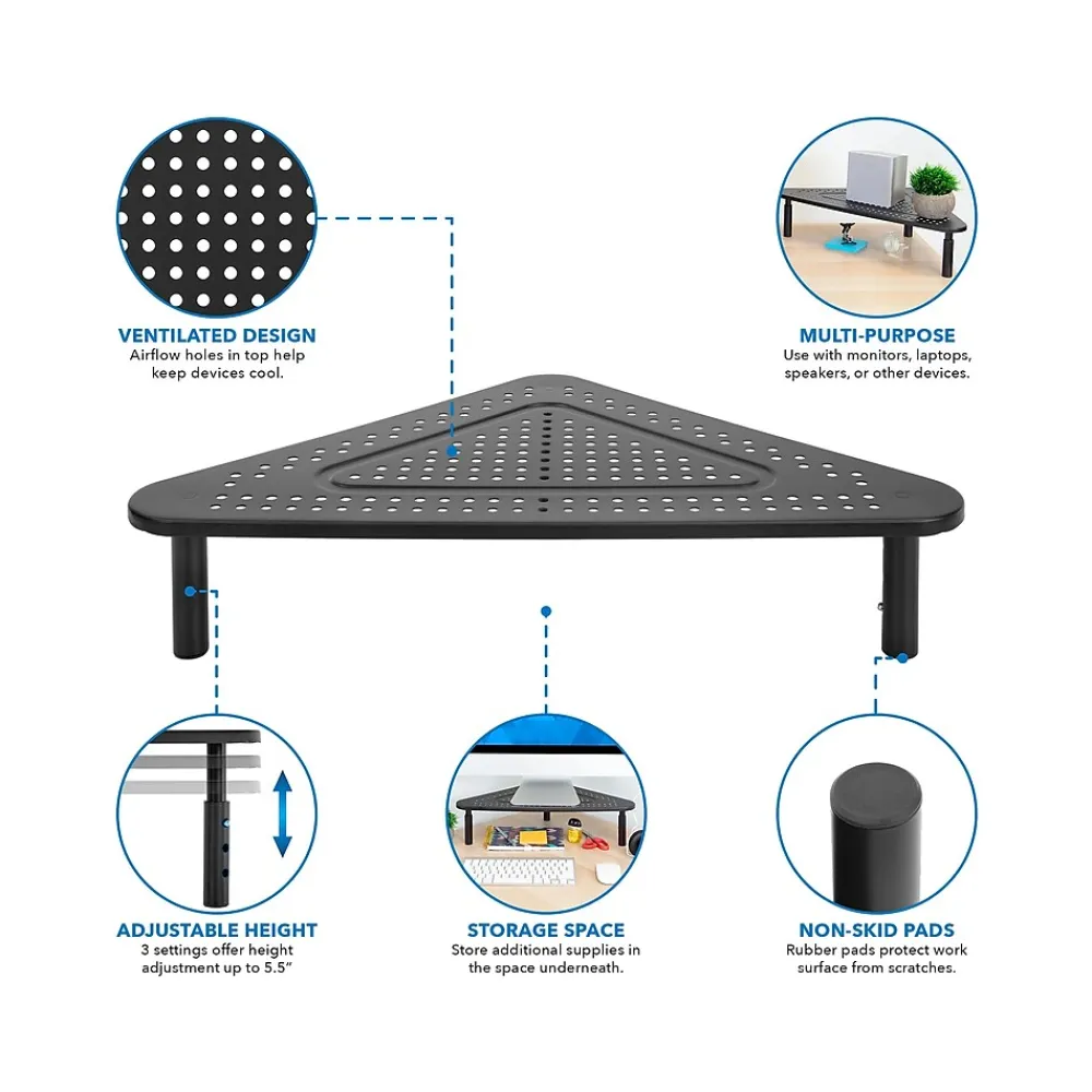 Clearance Mount-It! Adjustable Corner Monitor Stand, Up to 32", Black (MI-7362)