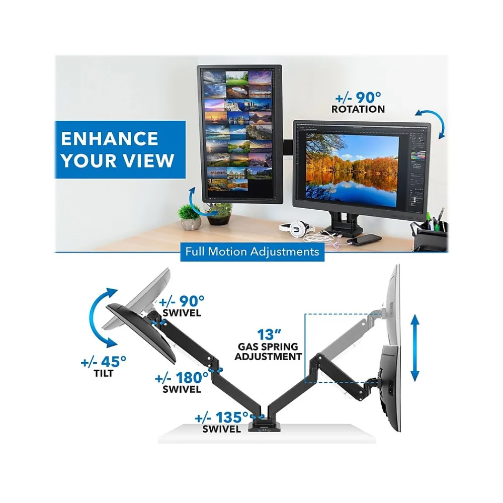 Hot Mount-It! Adjustable Dual-Monitor Mount, Up to 35", Black (MI-4772)