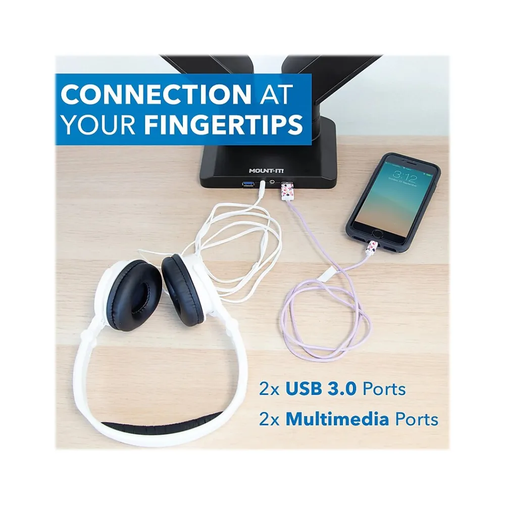 Hot Mount-It! Adjustable Dual-Monitor Mount, Up to 35", Black (MI-4772)