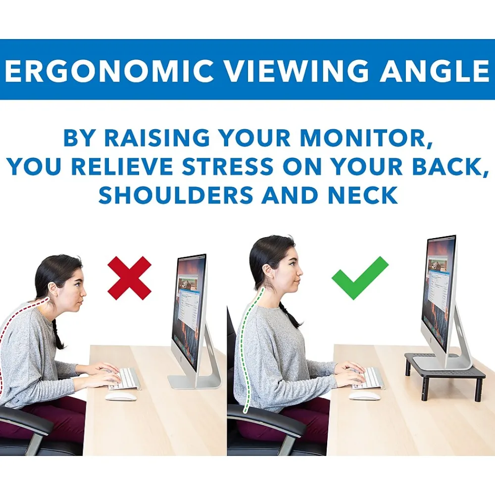 Sale Mount-It! Adjustable Monitor Stand, Up to 32" Monitor, Gray, 2/Pack (MI-7364)