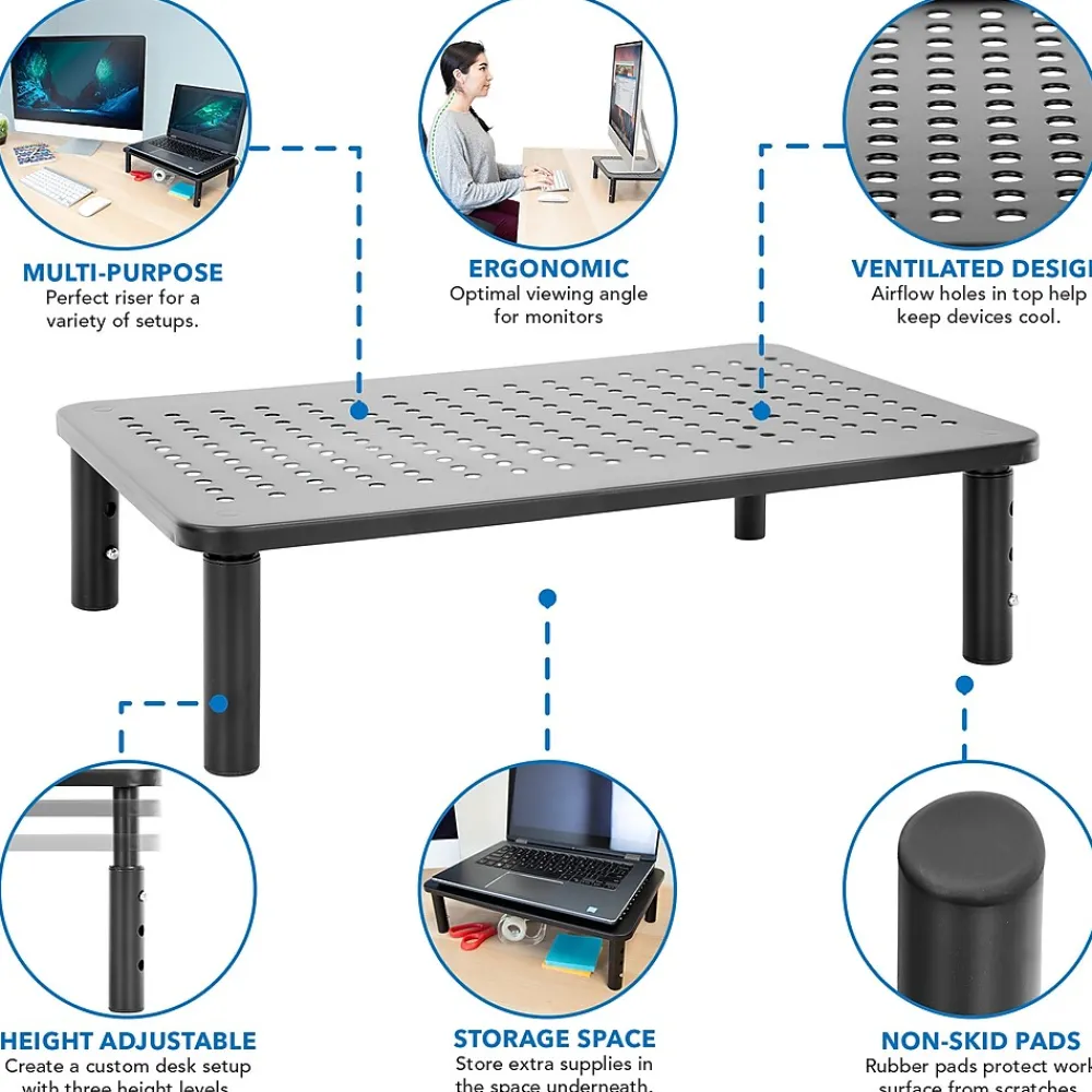 Sale Mount-It! Adjustable Monitor Stand, Up to 32" Monitor, Gray, 2/Pack (MI-7364)