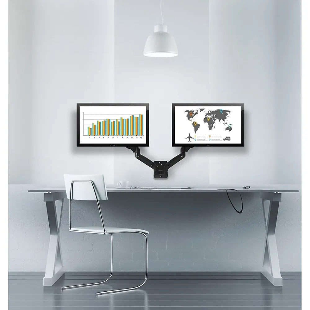 New Mount-It! Dual Arm Monitor Wall Mount for 19" to 27" Displays, Black (MI-766)
