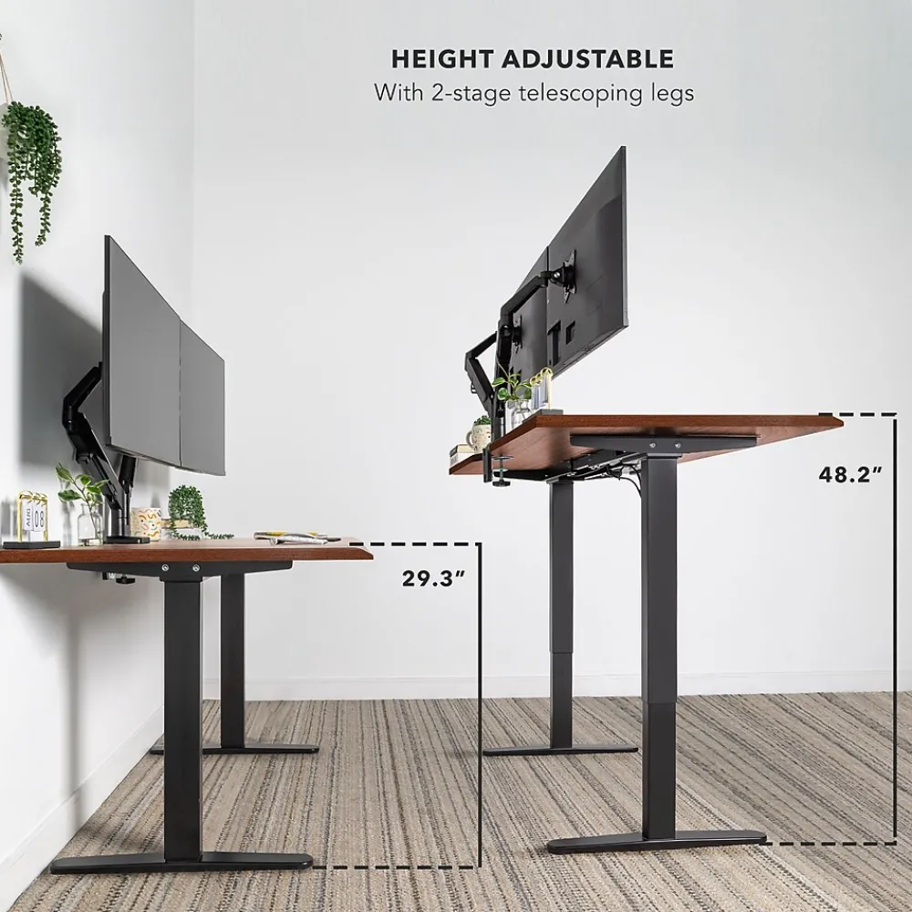 Standing Desks*Mount-It! Dual Motor 60"W Electric Adjustable Standing Desk, Black/Hazelnut Brown (MI-18125)