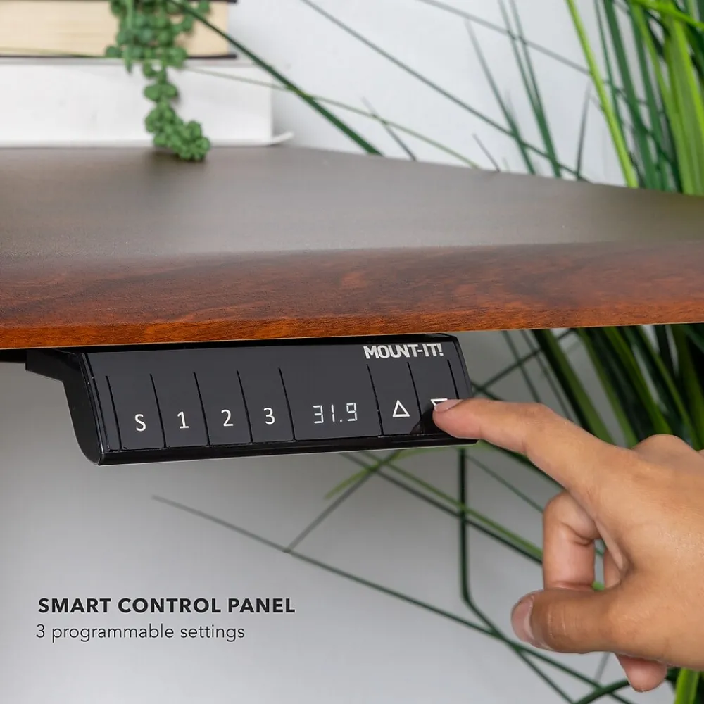 Standing Desks*Mount-It! Dual Motor 60"W Electric Adjustable Standing Desk, Black/Hazelnut Brown (MI-18125)
