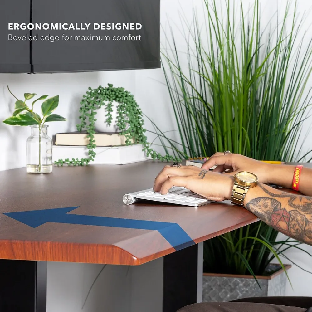 Standing Desks*Mount-It! Dual Motor 60"W Electric Adjustable Standing Desk, Black/Hazelnut Brown (MI-18125)
