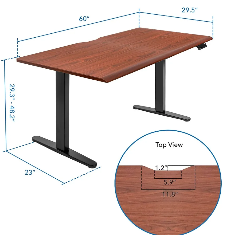 Standing Desks*Mount-It! Dual Motor 60"W Electric Adjustable Standing Desk, Black/Hazelnut Brown (MI-18125)