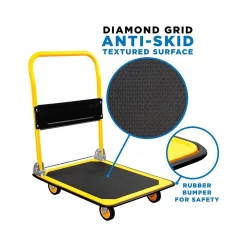 Mount-It! Foldable Flatbed with Swivel Wheels, 660 lb. Capacity, Black/Yellow (MI-921)