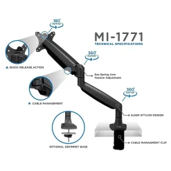 Discount Mount-It! Height Adjustable Single Monitor Desk Mount Arm for 13
