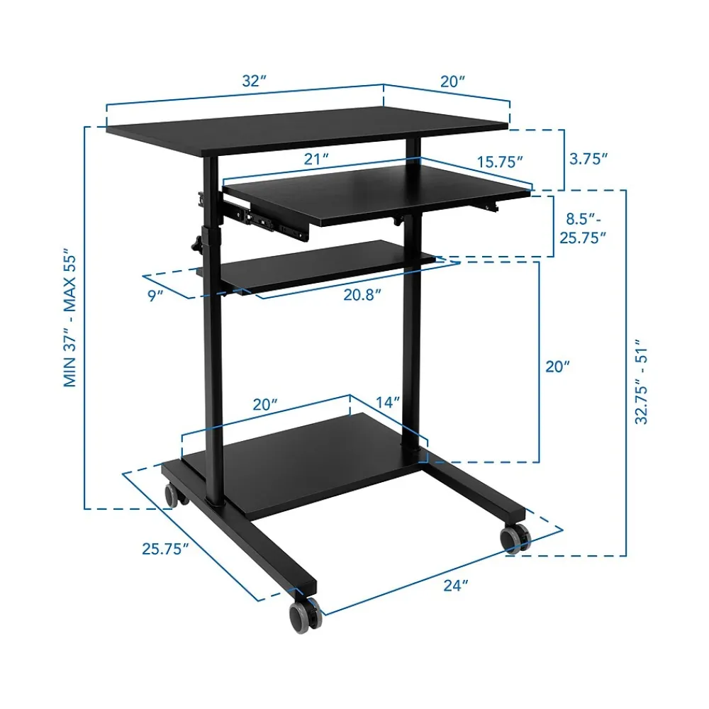 Standing Desks*Mount-It! Mobile 32"W Adjustable Standing Desk, Black (MI-7998B)