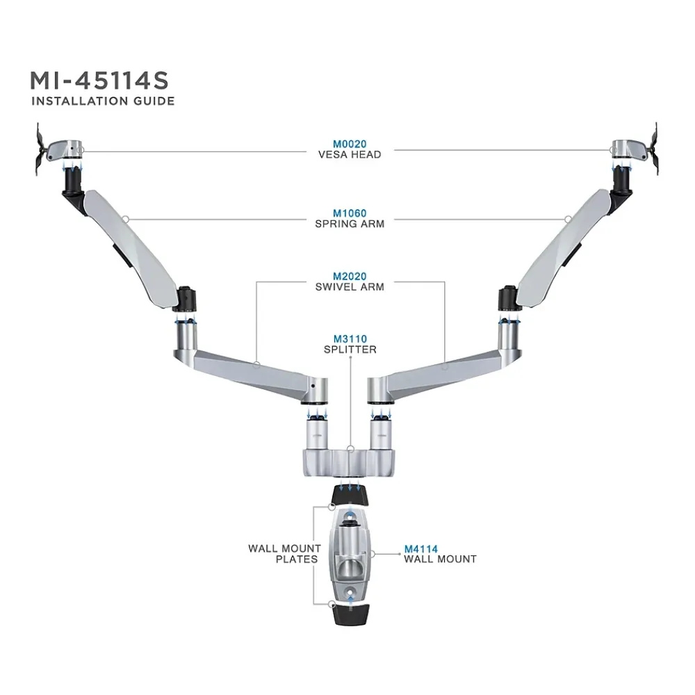 Sale Mount-It! Modular Dual Adjustable Monitor Arms, Up to 30" Monitors, Gray/Silver (MI-45114)