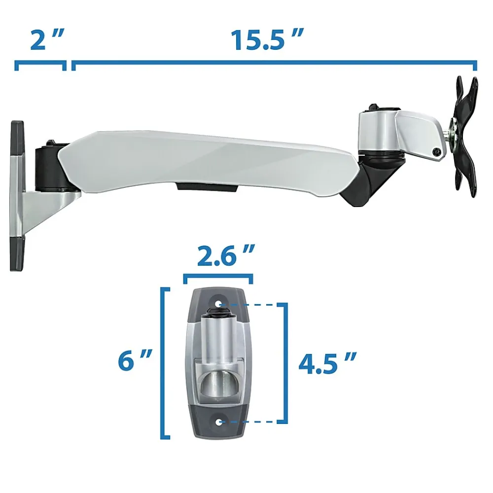 Outlet Mount-It! Modular Mount Adjustable Monitor Arm, Up to 24" Monitors, Gray/Silver (MI-34114)