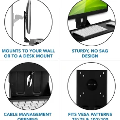 Online Mount-It! Monitor and Keyboard Wall Mount Bracket, Standing Workstation with Floating Keyboard, VESA Mount Required (MI-7917)