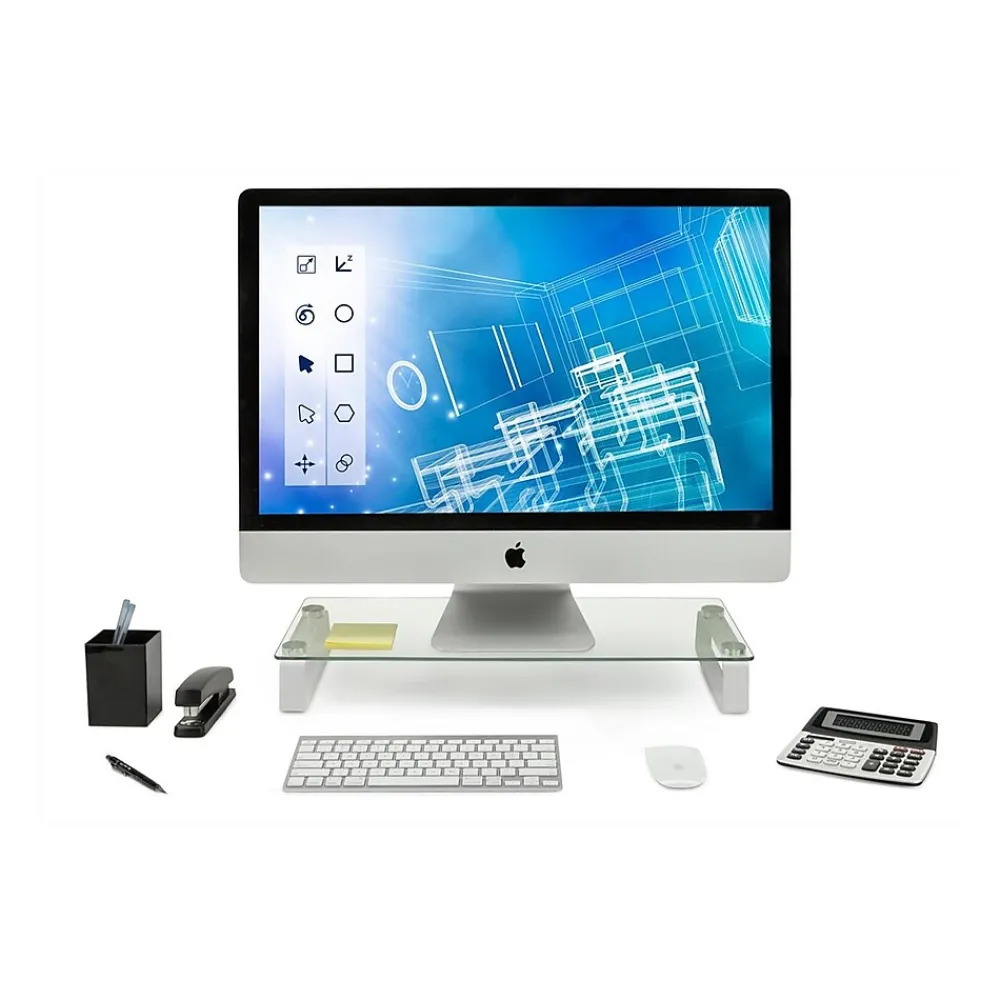 Best Mount-It! Monitor Stand, Clear/Silver (MI-7262-DS)