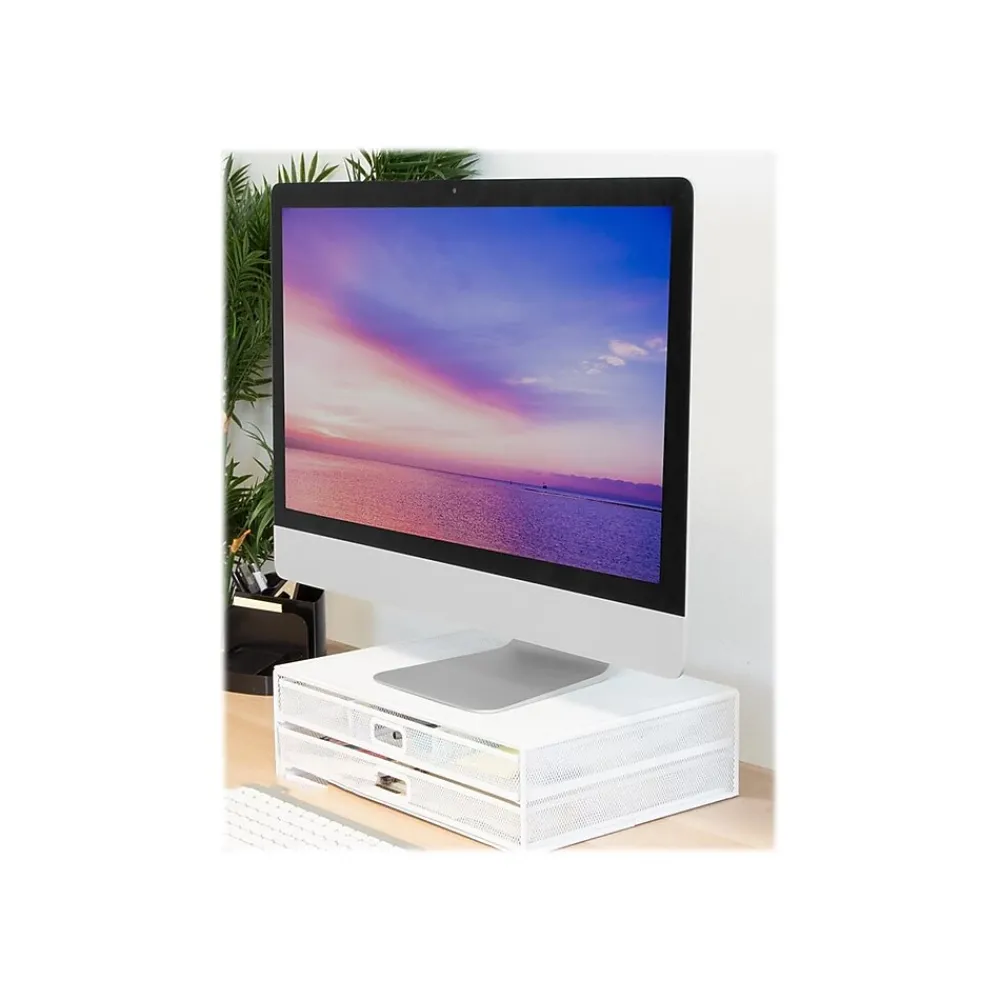 Outlet Mount-It! Riser with Storage, Up to 32" Monitor, (MI-7365W) White