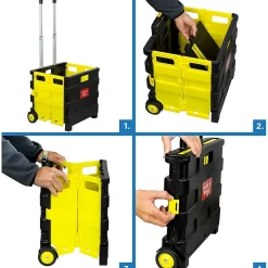 Mount-It! Rolling Utility Cart, Folding and Collapsible, 55 lbs., Black/Yellow (MI-904)