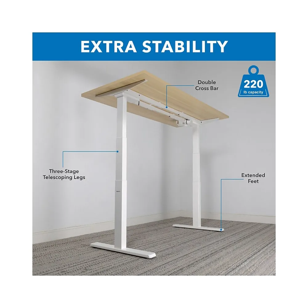 Standing Desks*Mount-It! Ultimate 55"W Electric Rectangular Adjustable Standing Desk, (MI-18077) Maple/White