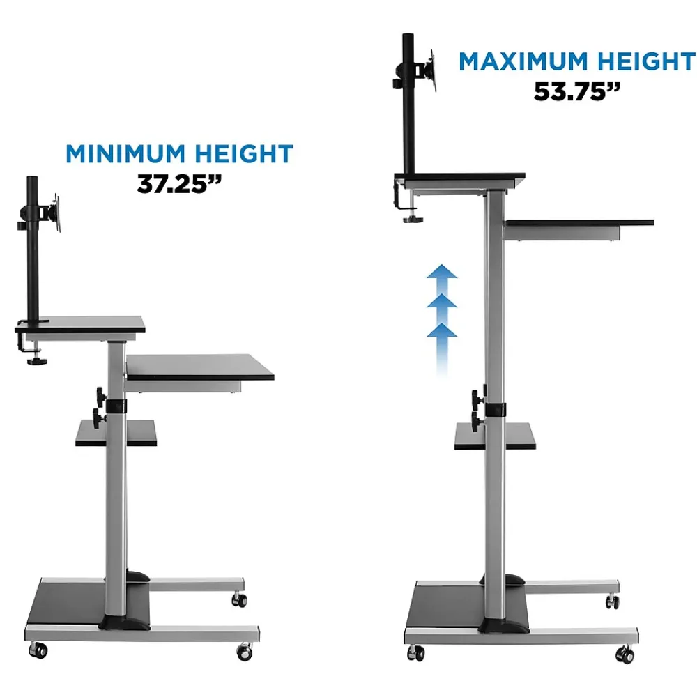 Standing Desks*Mount-It! 28"W Adjustable Steel Standing Desk, Black (MI-7942BLK)