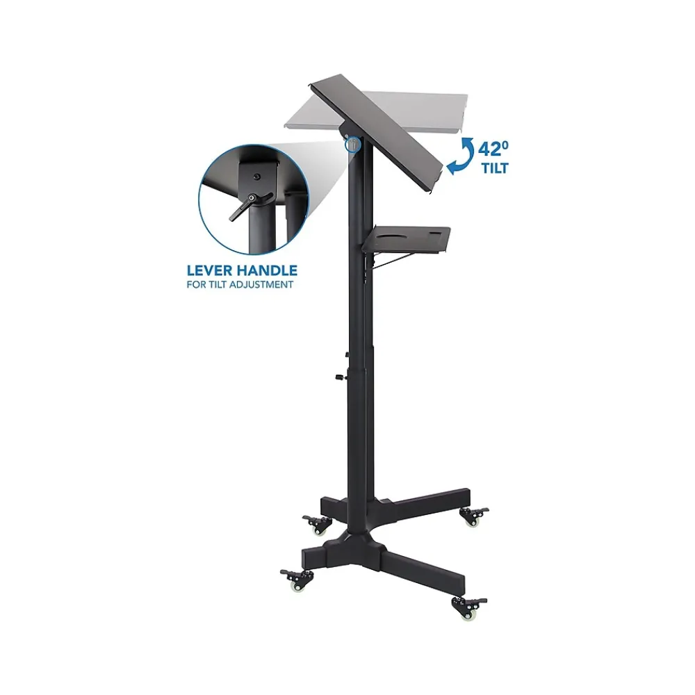 Standing Desks*Mount-It! 24"W Portable Lectern Adjustable Aluminum Standing Podium, Black (MI-7971)