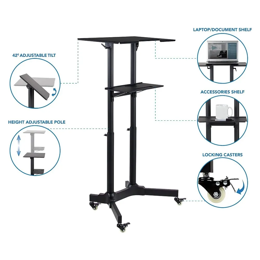 Standing Desks*Mount-It! 24"W Portable Lectern Adjustable Aluminum Standing Podium, Black (MI-7971)