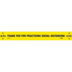 National Marker Walk-On™ Floor Decal, "Thank You for Practicing Social Distancing," 2.25" x 20", Yellow/Black, 10 (WFS78YL10)
