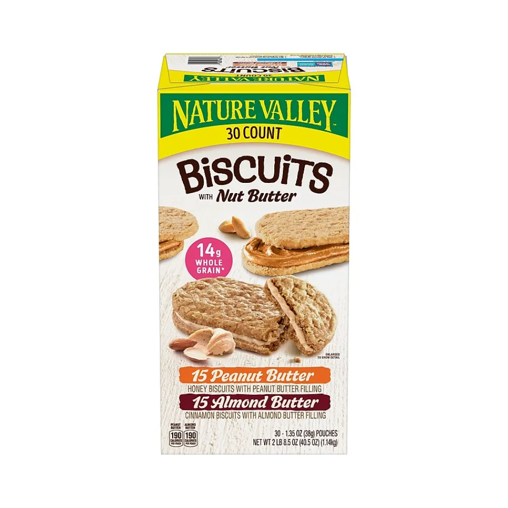 Nature Valley Honey Peanut Butter/Cinnamon Almond Butter Nut Bar, 40.5 oz., 30 Bars/Box (220-01046)