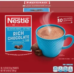 Nestle No Sugar Added Rich Chocolate Hot Cocoa, 0.28 oz, 30/Box (NES61411)