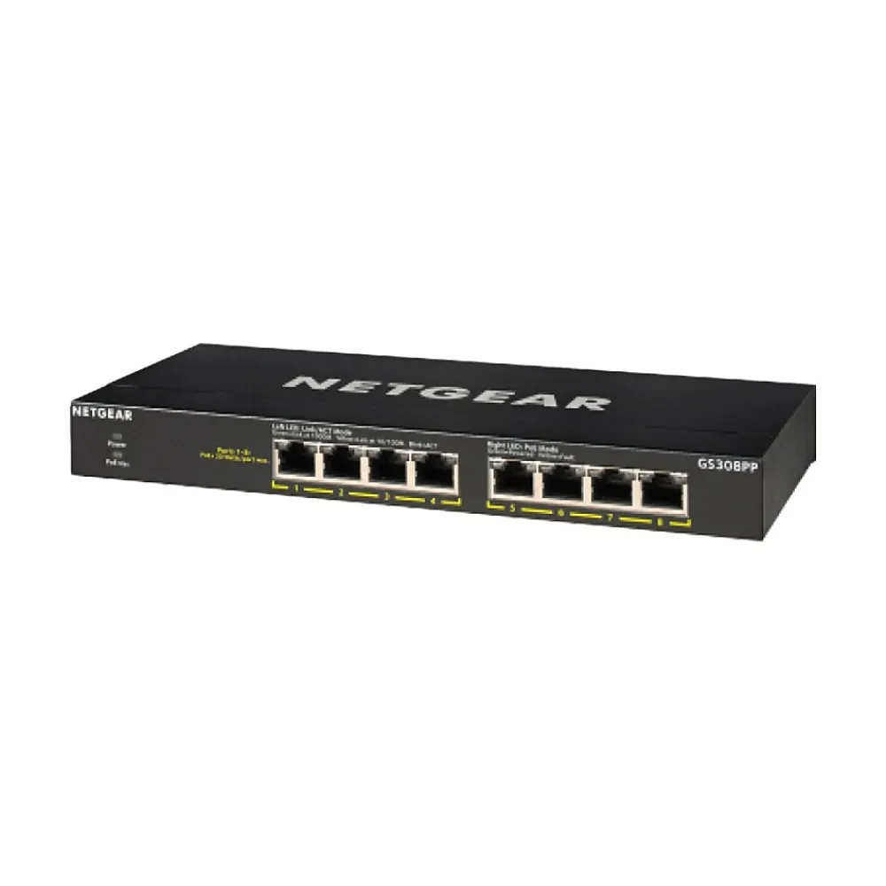 Online Netgear 300 Series 8-Port Gigabit Ethernet PoE Unmanaged Switch, 10/100/1000 Mbps, Black (GS308PP-100NAS)