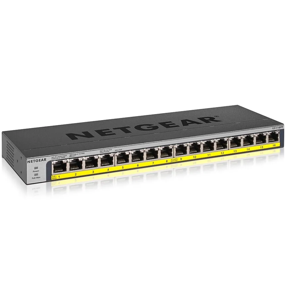 Netgear 16-Port PoE/PoE+ Gigabit Ethernet Unmanaged Switch (GS116PP)