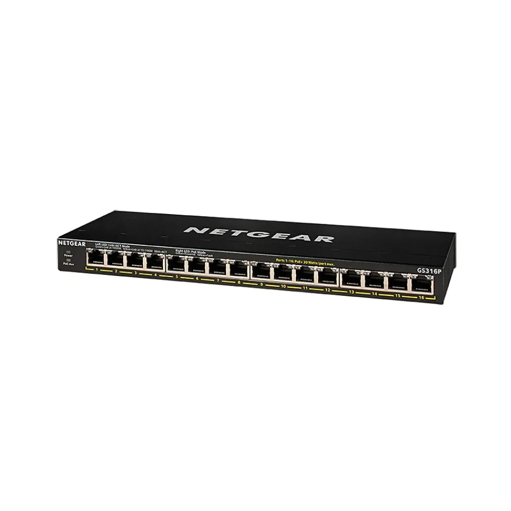 Outlet Netgear 300-Series 16-Port Gigabit Ethernet Unmanaged Switch, Black (GS316P-100NAS)