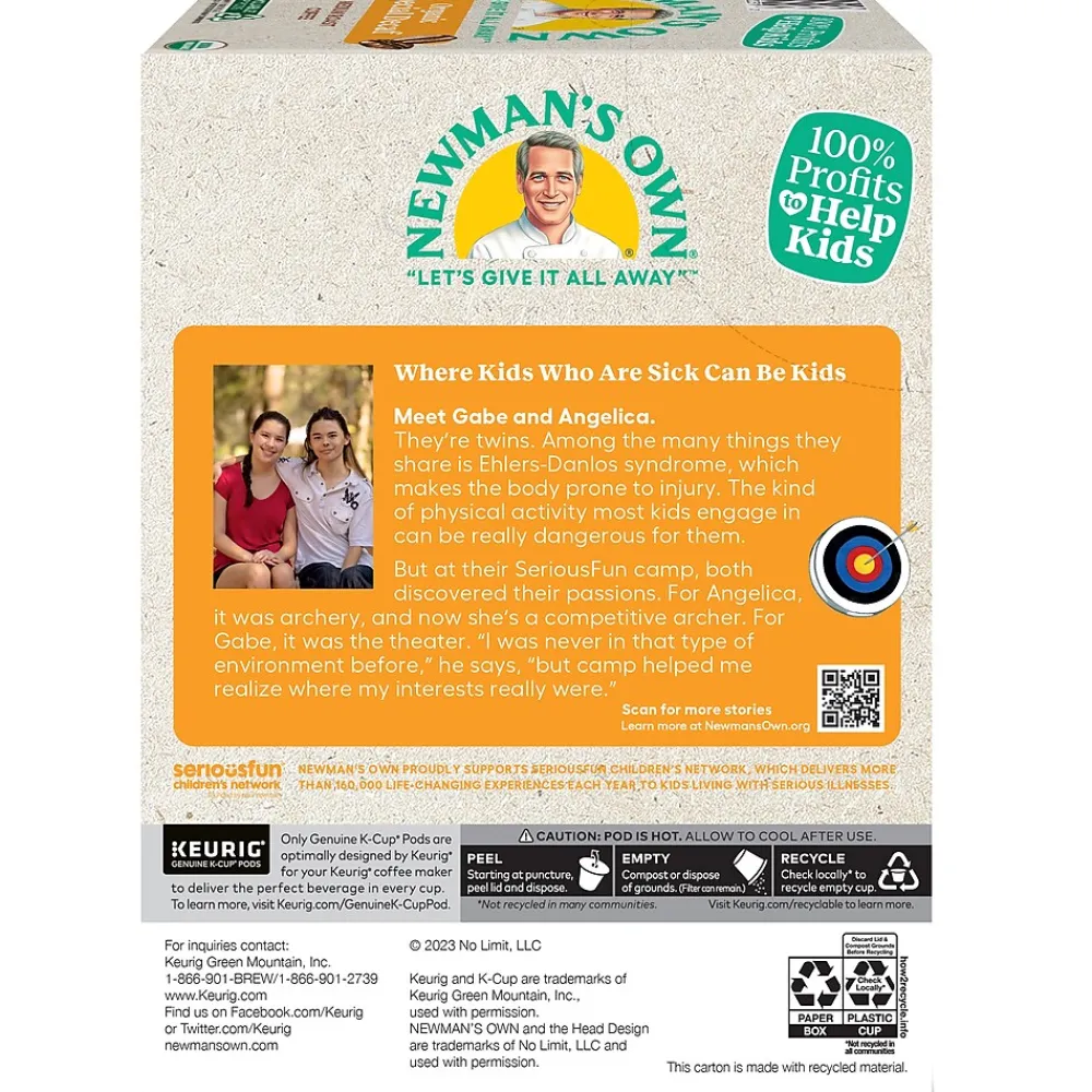 Newman's Own Organic Special Decaf Coffee Keurig K-Cup Pod, Medium Roast, 96/Carton (4051CT)