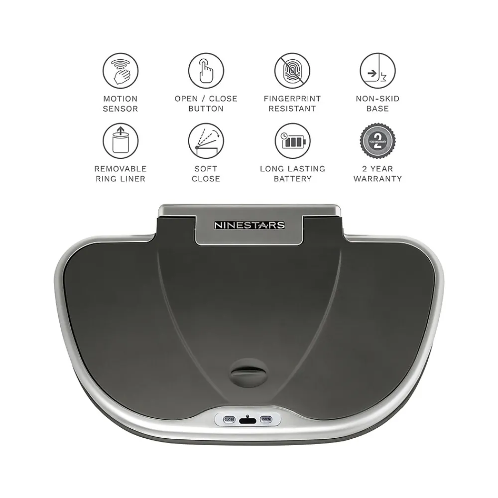 Stainless Steel Dual-Compartment Motion Sensor Trash Can, 18.5-Gallon, Silver (DZT-70-R3)<Nine Stars Clearance