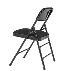 Folding & Stacking*National Public Seating NPS 2300 Series Fabric Padded Triple Brace Double Hinge Premium Folding Chairs, Midnight Black/Black, 100 Pack (2310/100)